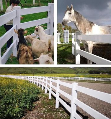 Weiße Farbe Kunststoff 3 Schienen Zaun Pferdefarm Zaun PVC Vinyl Post