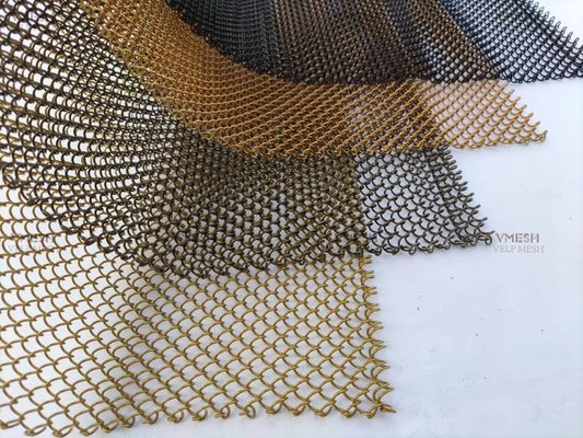 Architektonisches Krümmtes Gewebtes Drahtnetz Dekoratives Metallkettennetz Vorhang Alloy Mesh Coil Drapery