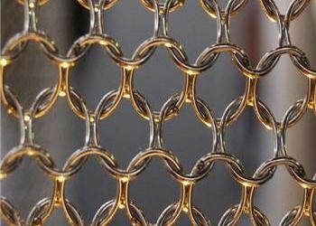 Custom Anodized Architectural Interior Design Metal Mesh Stainless Steel Woven Ring Mesh Curtain