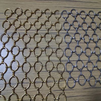 1mm 1.5mm Golden Color Ring Mesh Curtain Stainless Steel Ring Mesh for Architectural Decoration