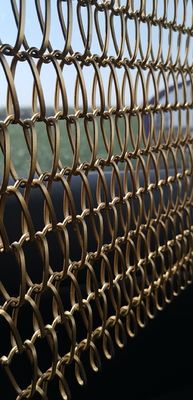 Goldene 1,2 mm Aluminiumkettenverbindungsnetz Vorhang Pulver beschichtet