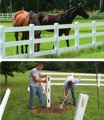 ASTM PVC Pferdehof Zaun 2 Geländer Weiß Grau