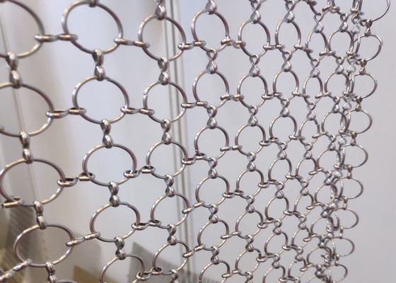 Öffnung Goldfeuerfeste Chainmail Ring Mesh Curtain 3.8mm-50mm